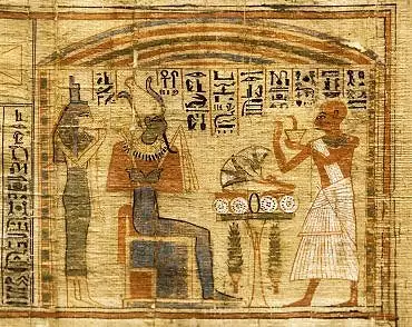 Illustration de Isis, Osiris et le scribe Boutehamon