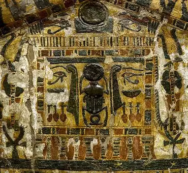 Illustration de détail du couvercle du cercueil externe de Boutehamon
