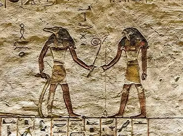 Illustration de les dieux Sobek et Horus