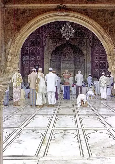 Illustration de prière devant le mihrab le vendredi