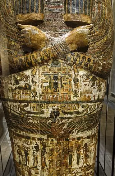 Illustration de couvercle du cercueil externe du scribe royal Boutehamon