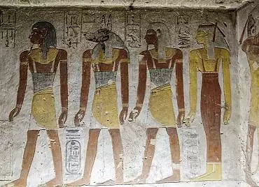 Illustration de Anubis et Isis accompagnent Sethnakht