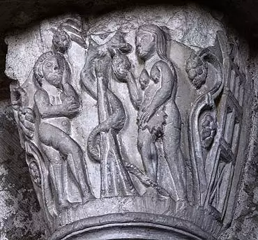 Illustration de Le serpent offre le fruit à Eve / Vézelay (89)